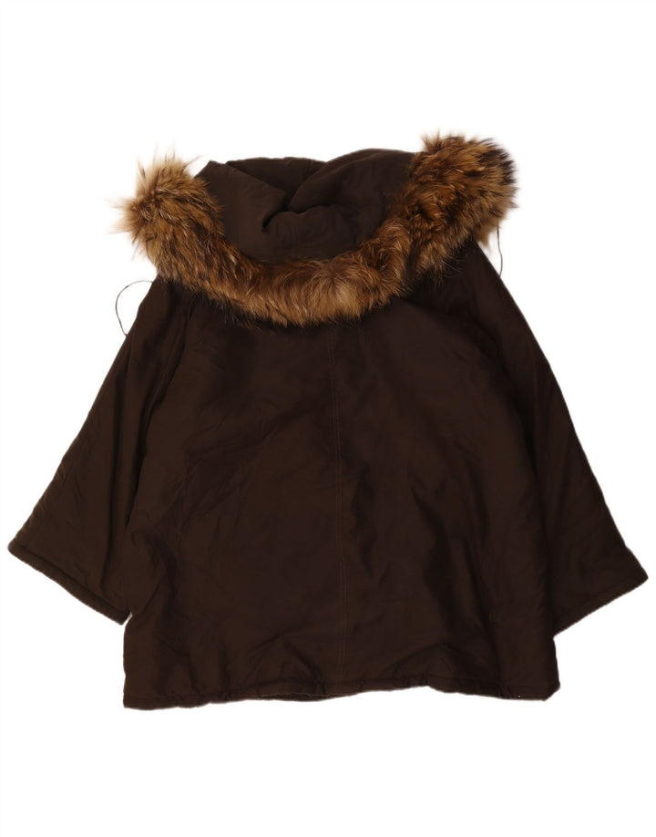 Max Mara Dame Oversized Hooded Parka Jacket UK 8 Small Brown