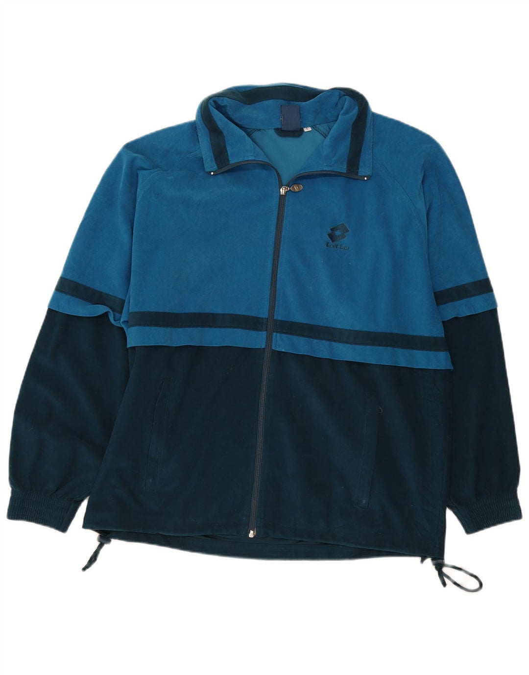 Lotto Herre Velour Træningsdragt Top Jakke Stor Blå Colourblock