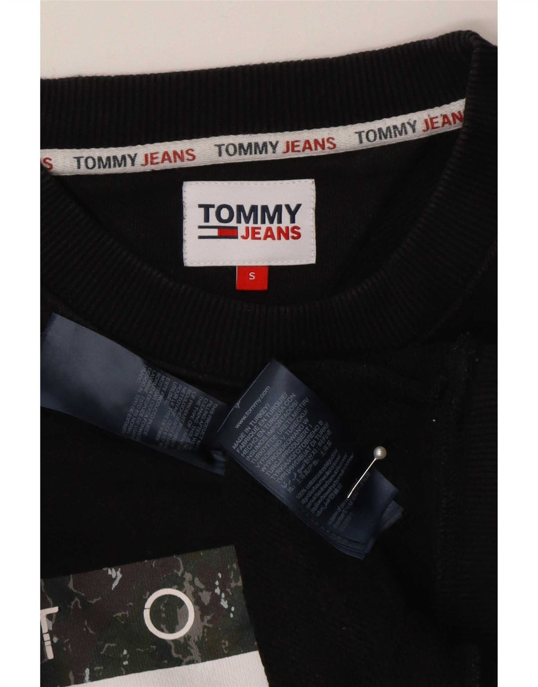 Tommy Hilfiger Herre Grafisk Sweatshirt Jumper Small Black Colourblock