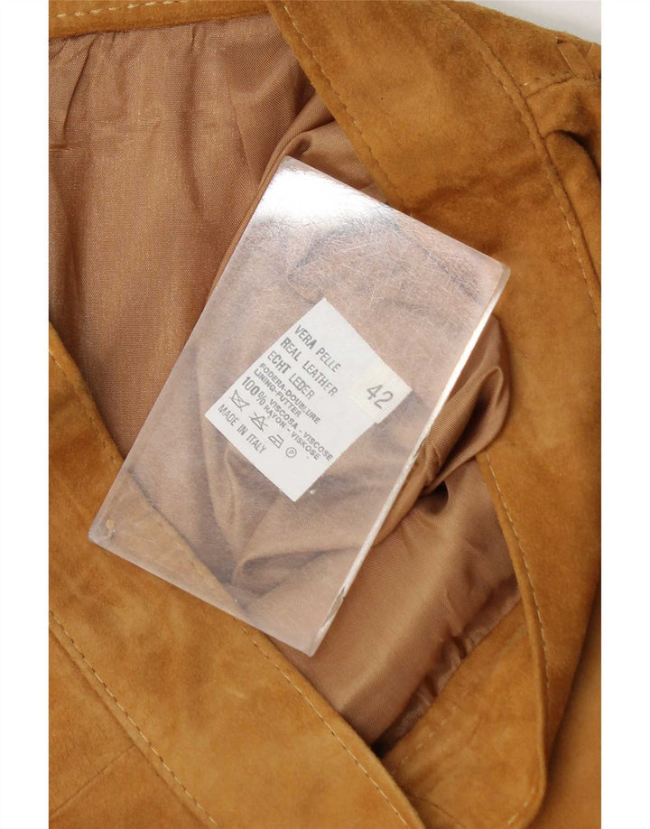 Vintage dame ruskind nederdel IT 42 Medium W28 beige læder