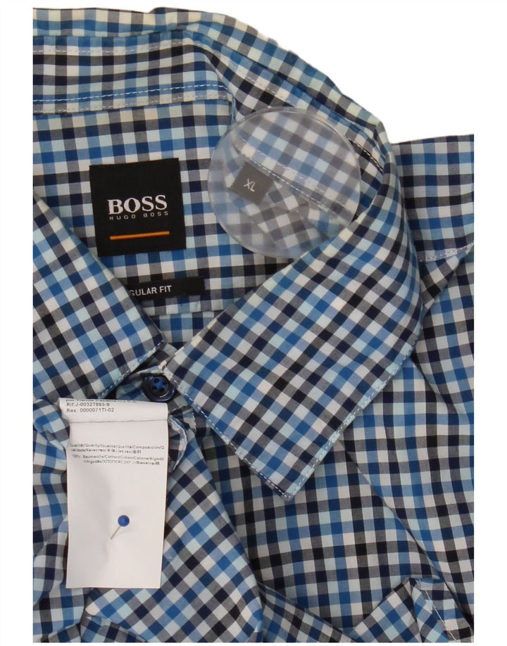Hugo Boss Herre Regular Fit skjorte XL Blue Gingham Cotton