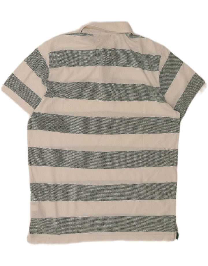 KAPPA Mens Polo Shirt XL White Striped Cotton Vintage Kappa and Second-Hand Kappa from Messina Hembry 
