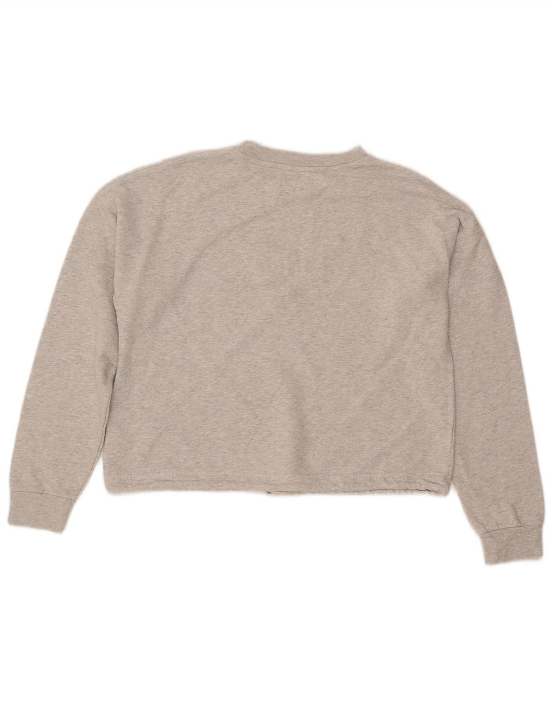CONVERSE Dame Crop Graphic Sweatshirt Jumper UK 16 Stor Grå Bomuld