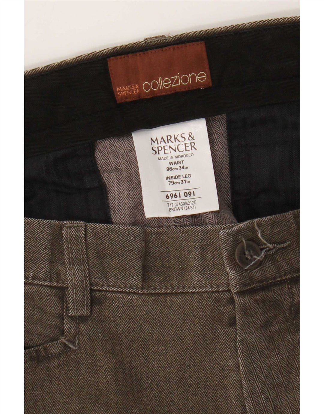 Marks & Spencer Straight Casual bukser til mænd W34 L31 brun sildeben