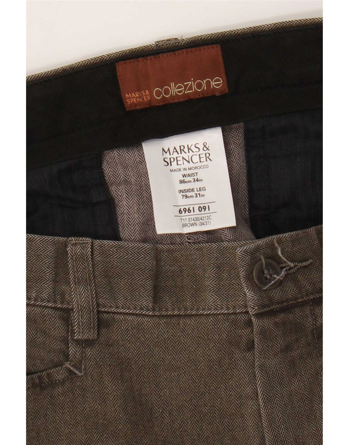 Marks & Spencer Straight Casual bukser til mænd W34 L31 brun sildeben