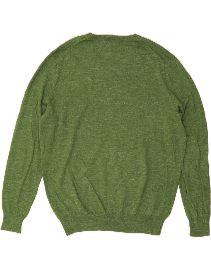 J. CREW Mens V-Neck Jumper Sweater XL Green Cotton Vintage J. Crew and Second-Hand J. Crew from Messina Hembry 