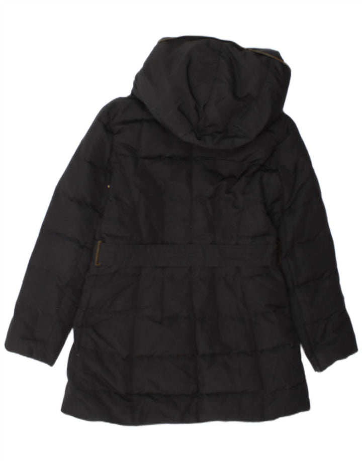 Zara Dame Hætte Polstret Frakke UK 14 Large Black