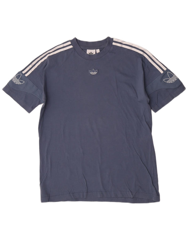 Adidas Kortærmet Herre Regular Grafisk T-Shirt Top Medium Blue Bomuld