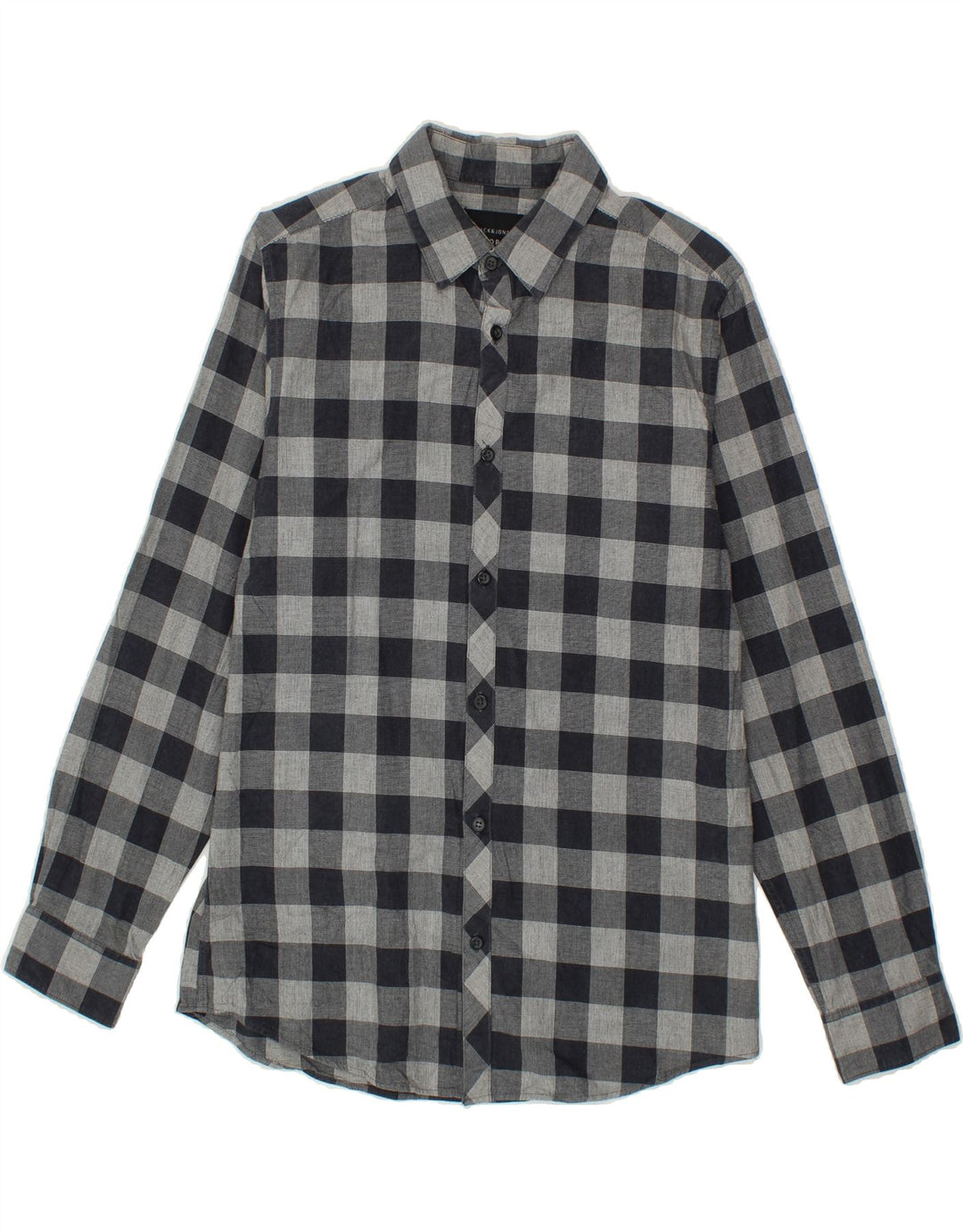 JACK & JONES Mens Shirt Medium Navy Blue Check Cotton Vintage Jack & Jones and Second-Hand Jack & Jones from Messina Hembry 