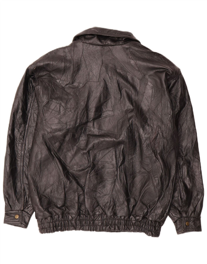 VINTAGE Mens Leather Jacket UK 40 Large Black Leather