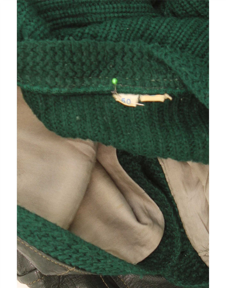 Vintage herre læder cardigan sweater EU 50 Medium Green