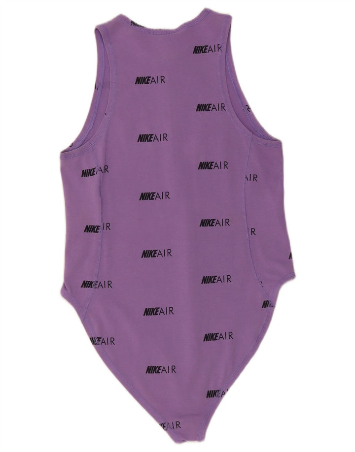 Nike Kvinders Grafisk Bodysuit UK 12 Medium Lilla Bomuld