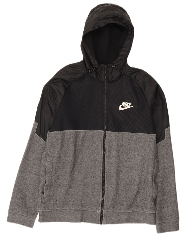 Nike hættetrøje med lynlås til mænd mellemgrå Colourblock Bomuld