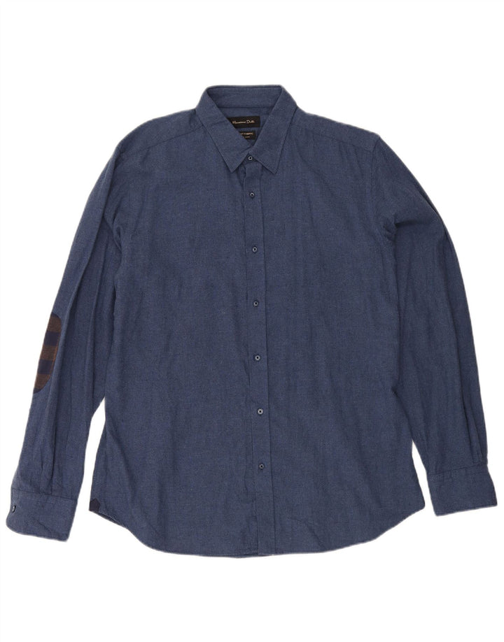 Massimo Dutti Herreskjorte Stor marineblå bomuld