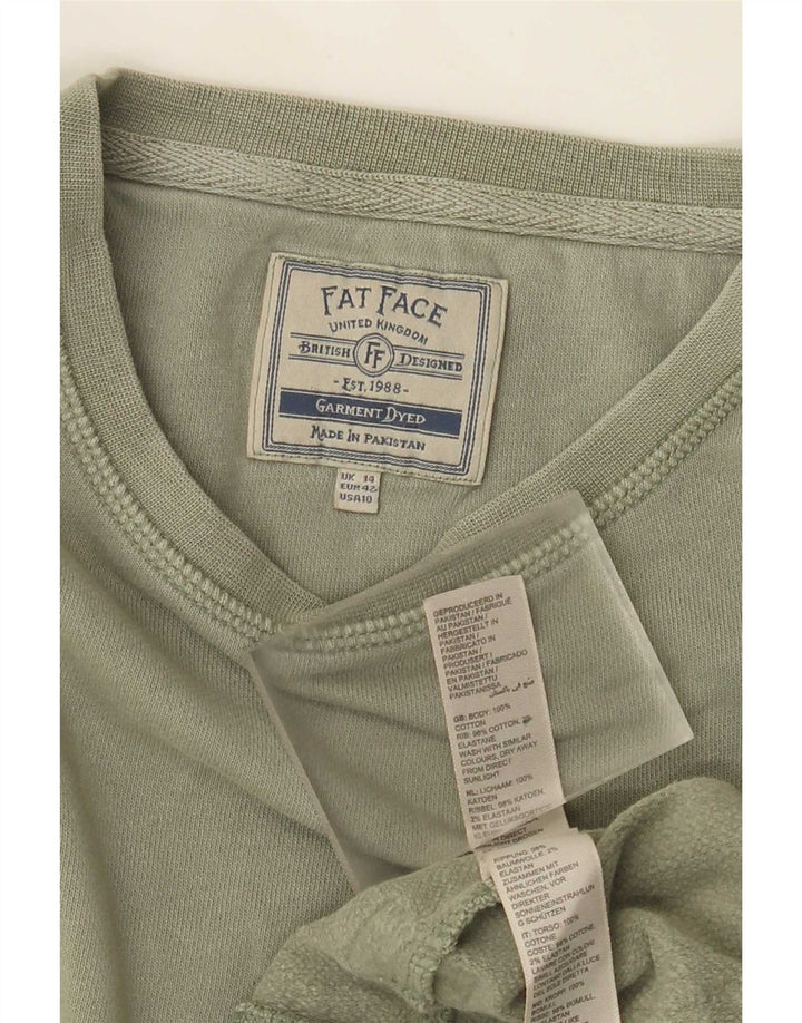 Fat Face Dame Sweatshirt Jumper UK 14 Stor Khaki Bomuld