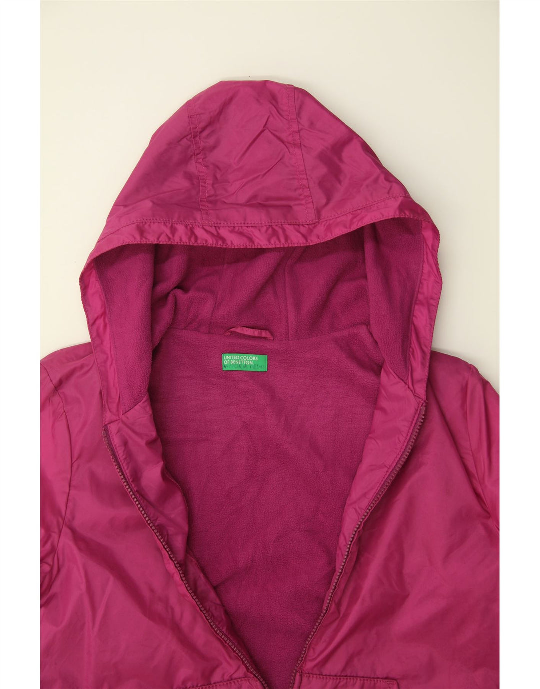 BENETTON Girls Hooded Rain Jacket 13-14 Years Pink Vintage Benetton and Second-Hand Benetton from Messina Hembry 