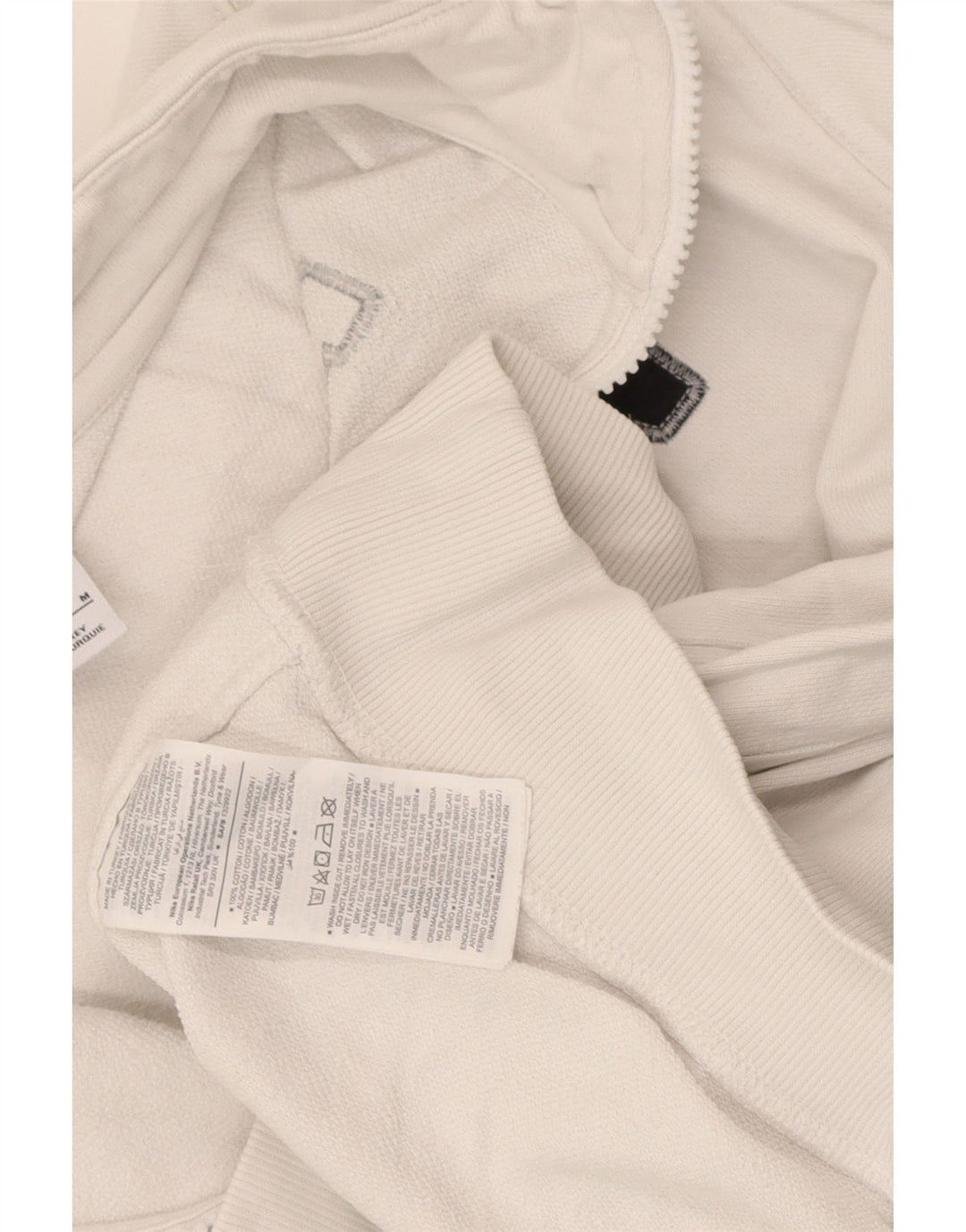 Nike Dame Grafisk Zip Neck Sweatshirt Jumper UK 14 Medium White Bomuld