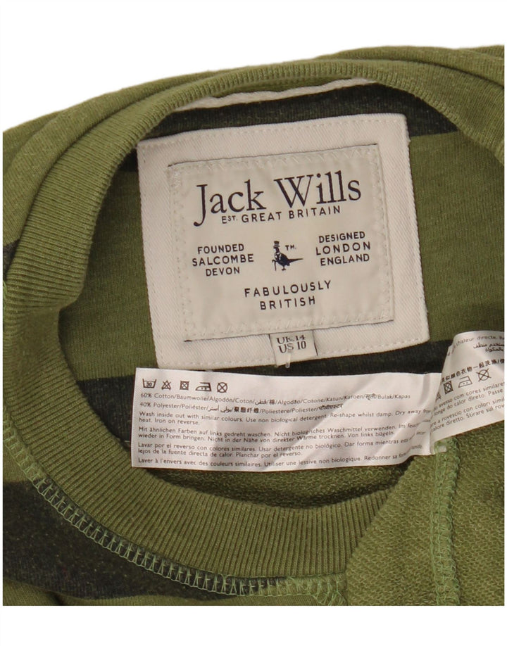 JACK WILLS Dame Oversized Sweatshirt Jumper UK 14 Stor Khaki stribet