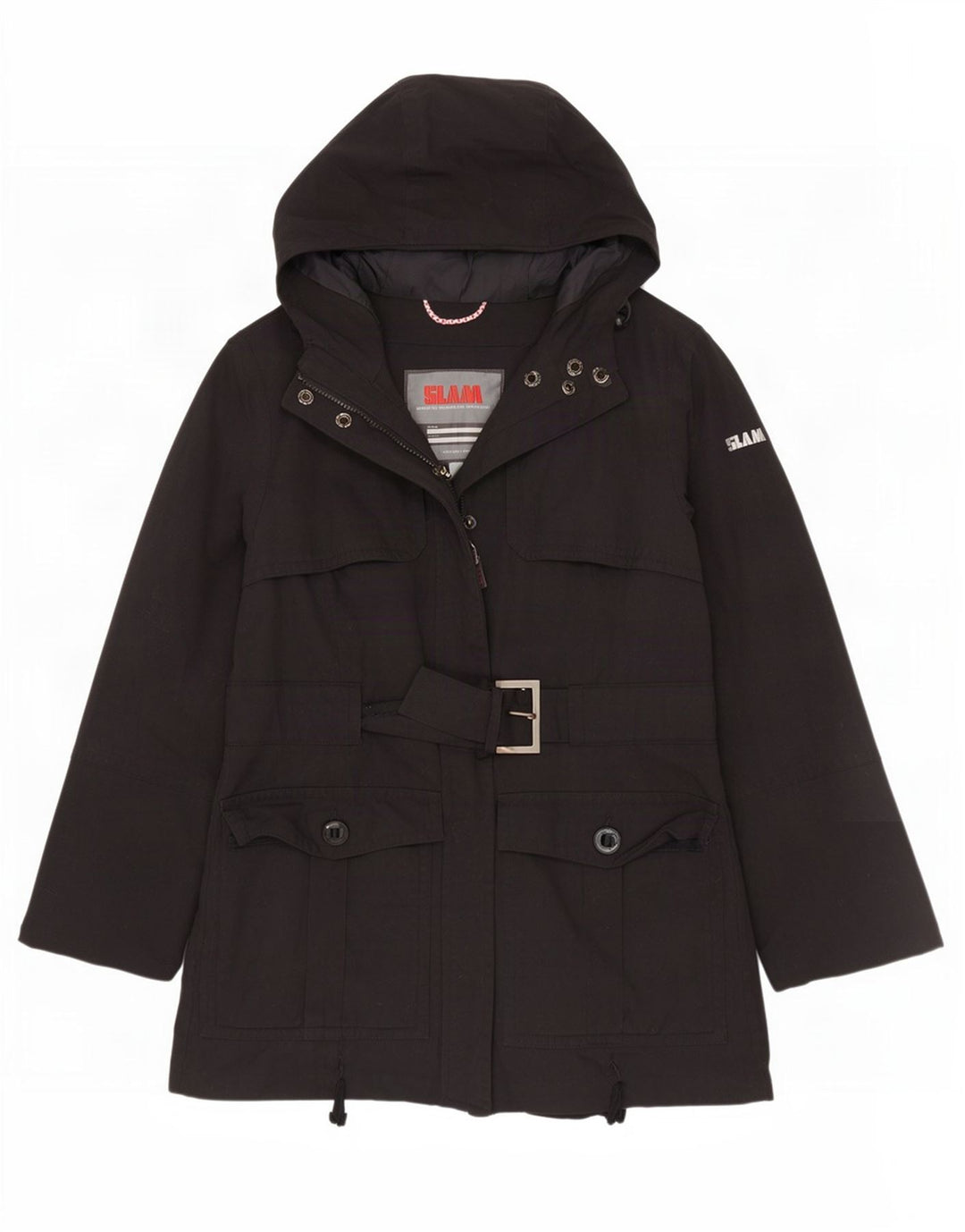 Slam Dame Hooded Parka Jacket UK 18 XL Sort Nylon