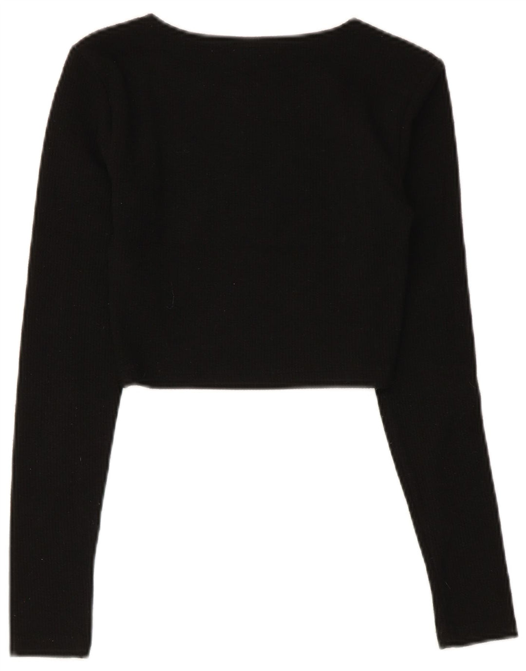 Zara Womens Crop Top Langærmet UK 8 Small Black Polyester