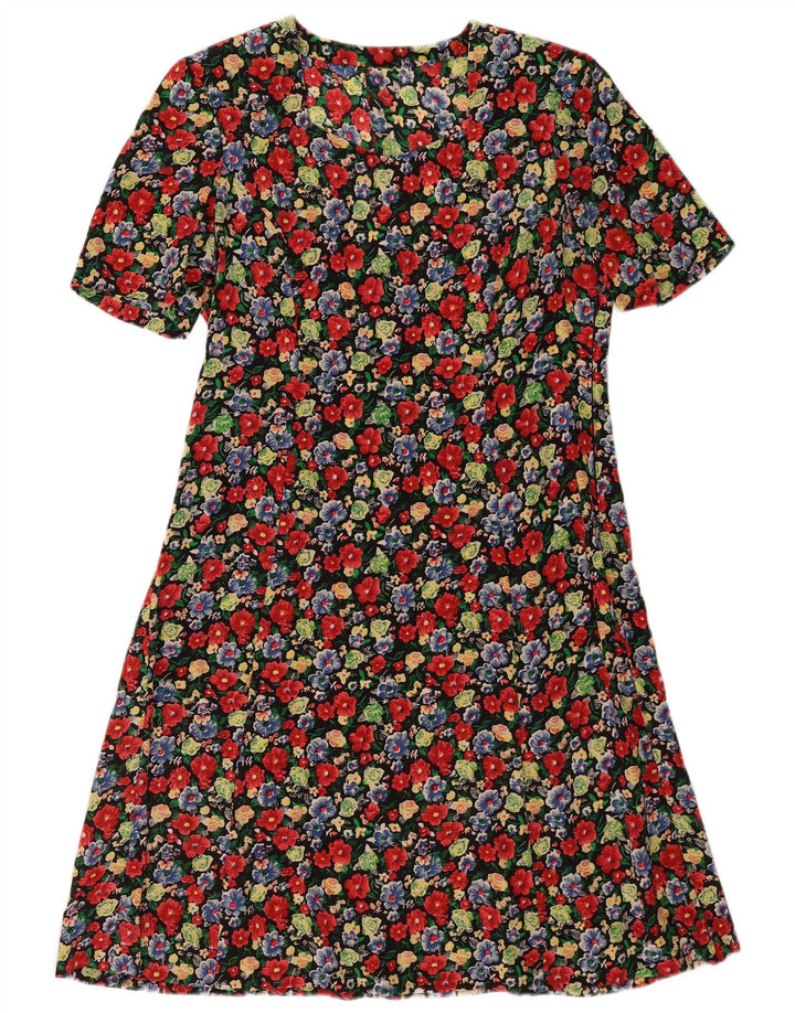 Vintage Dame A-Line Kjole UK 14 Medium Multicolored Floral