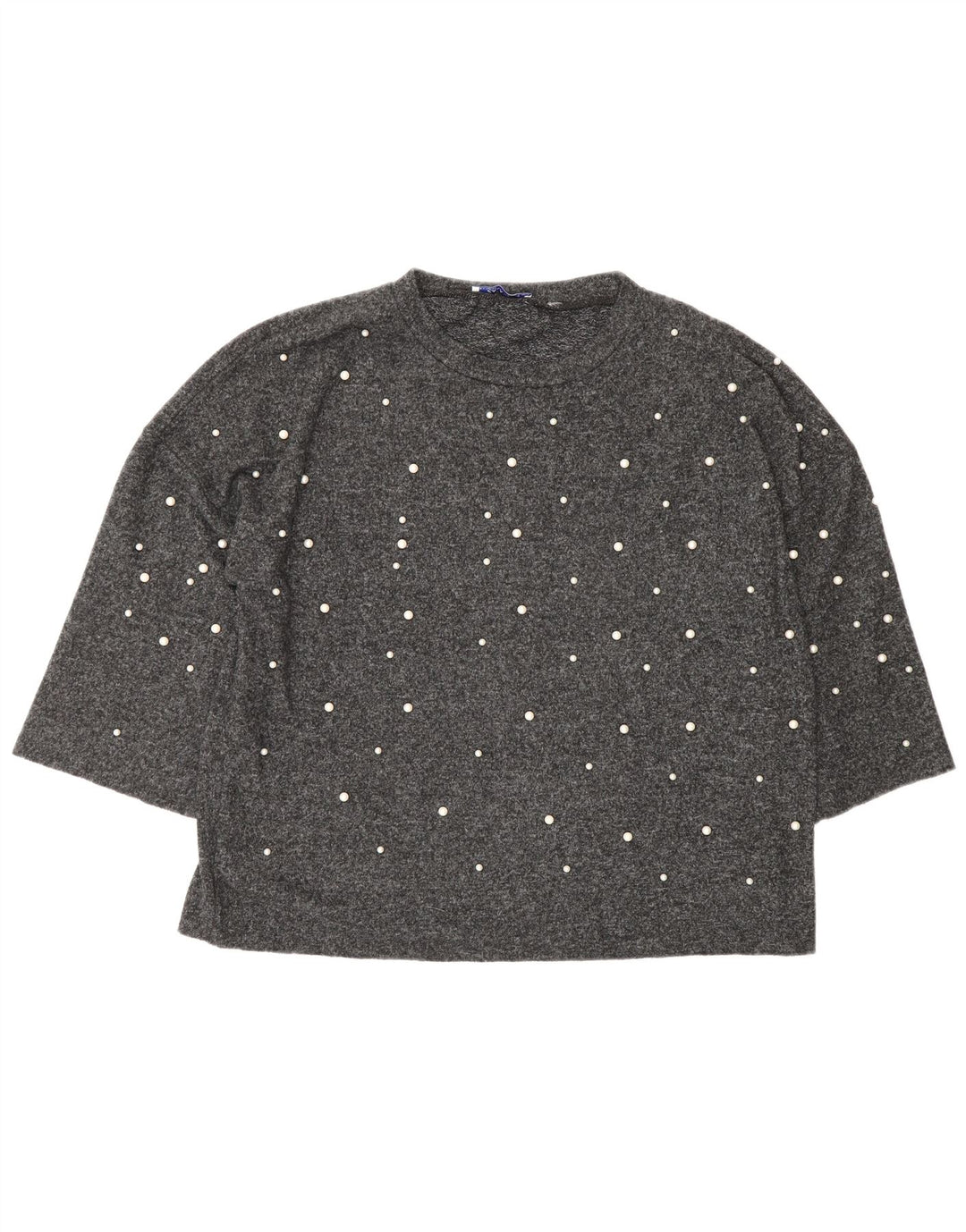 Zara Dame Oversized Top 3/4 ærme UK 14 Medium Grey Polyester