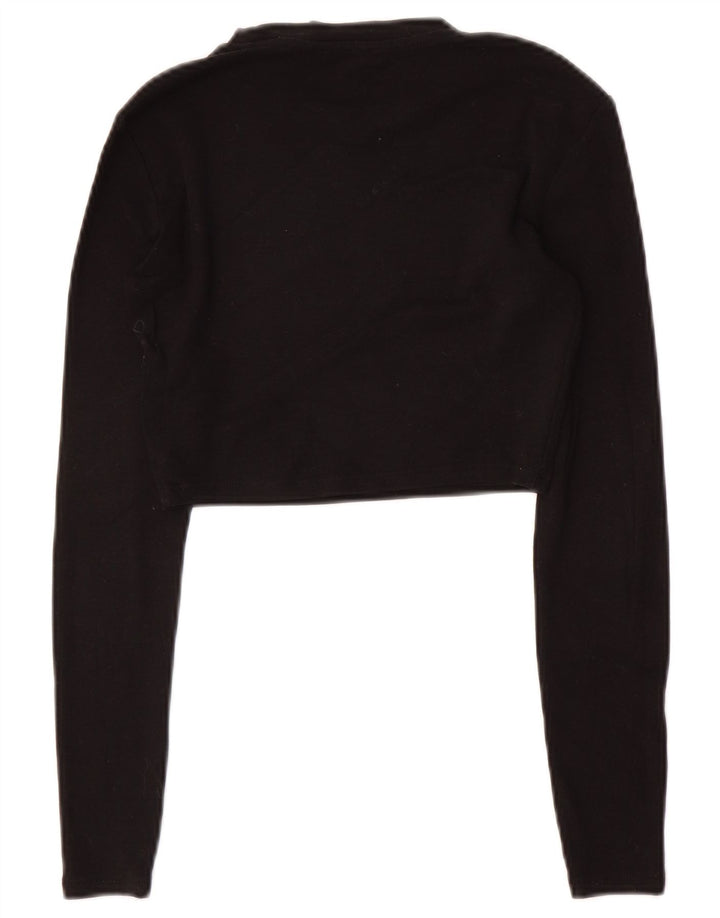 Zara Dame Crop Top Langærmet UK 8 Lille Sort