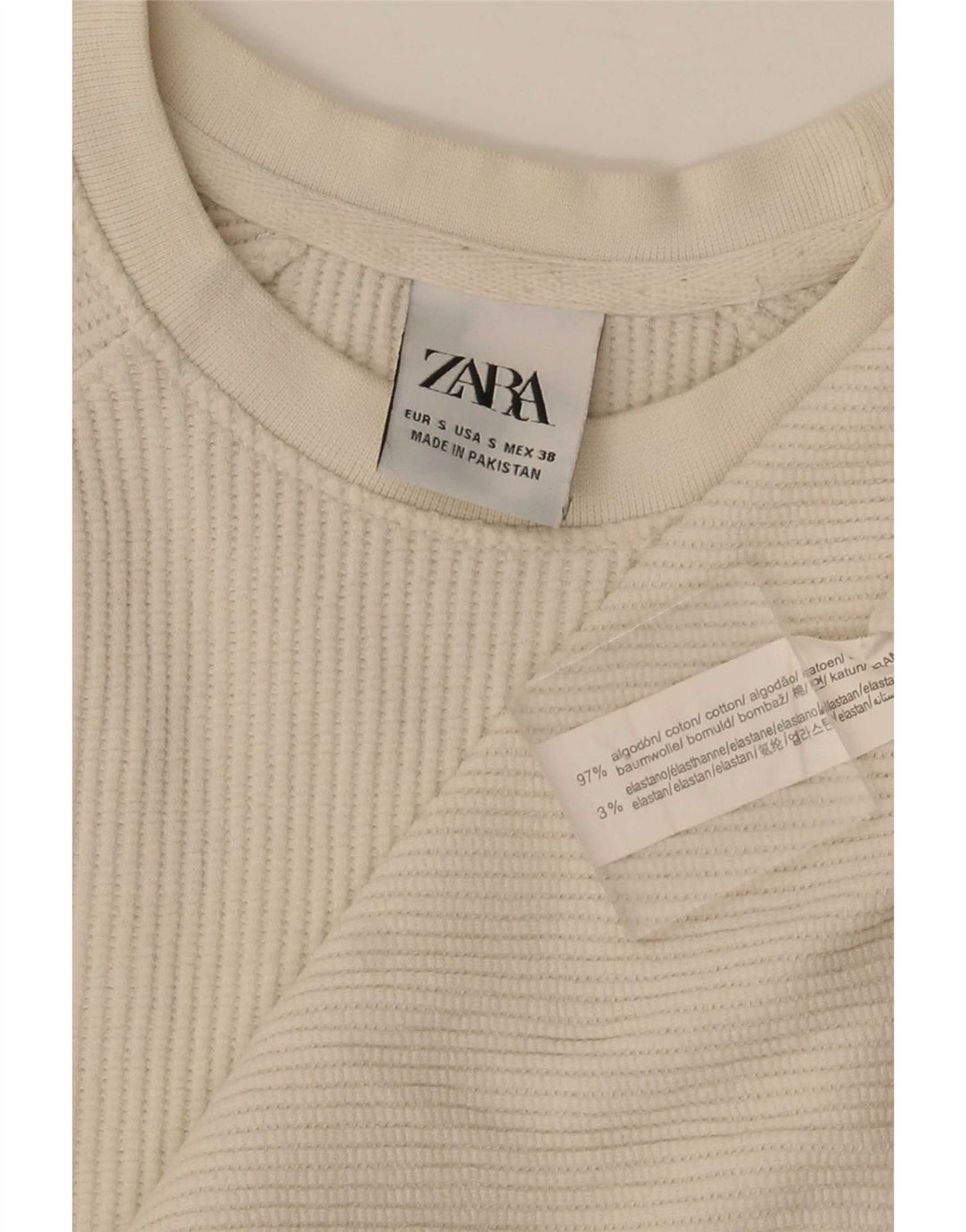 Zara Herre T-Shirt Top Lille Hvid Bomuld