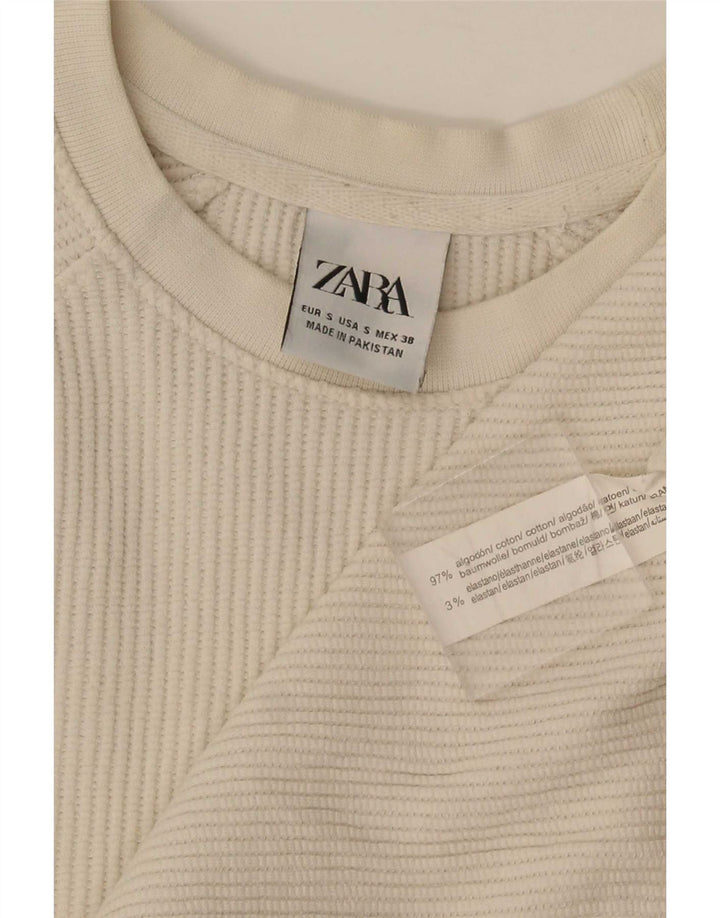 Zara Herre T-Shirt Top Lille Hvid Bomuld