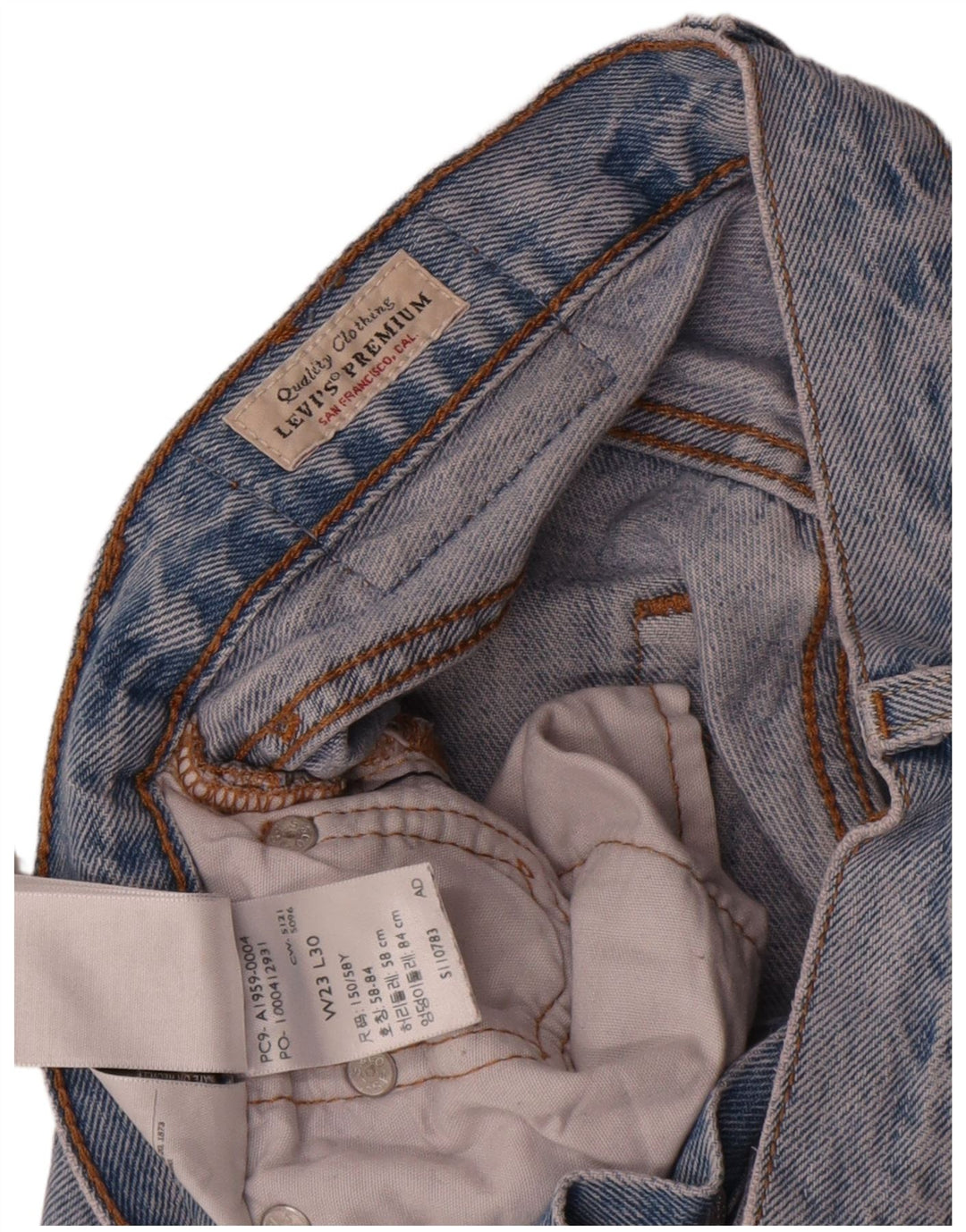 Levi's Womens 501 Distressed Straight Jeans W23 L30 Blå Bomuld
