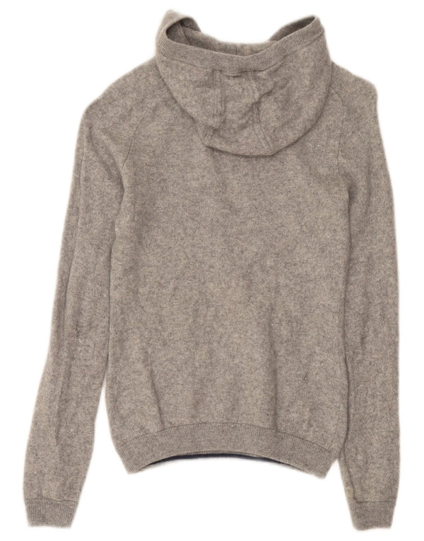 JACK WILLS Dame Crop Hættetrøje UK 12 Medium Grey Cashmere