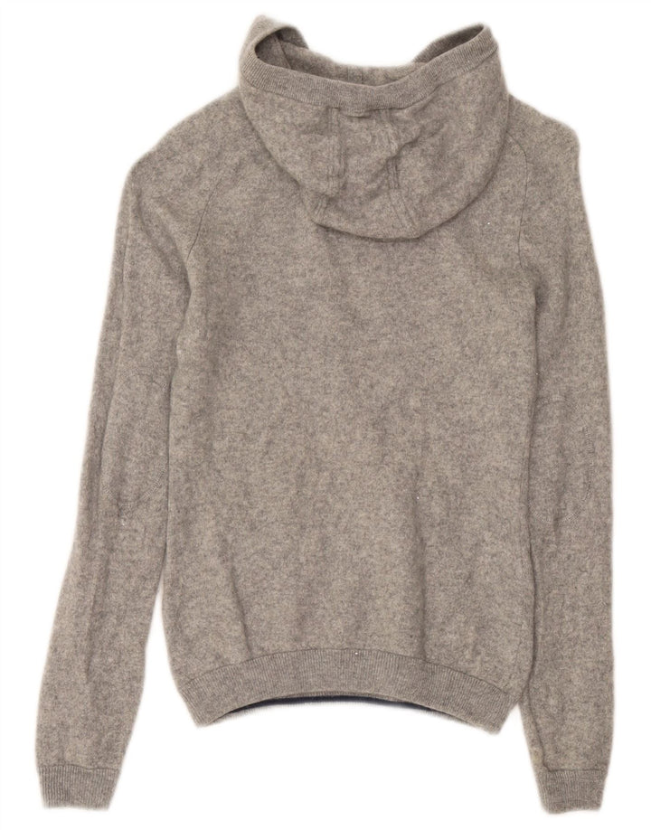JACK WILLS Dame Crop Hættetrøje UK 12 Medium Grey Cashmere