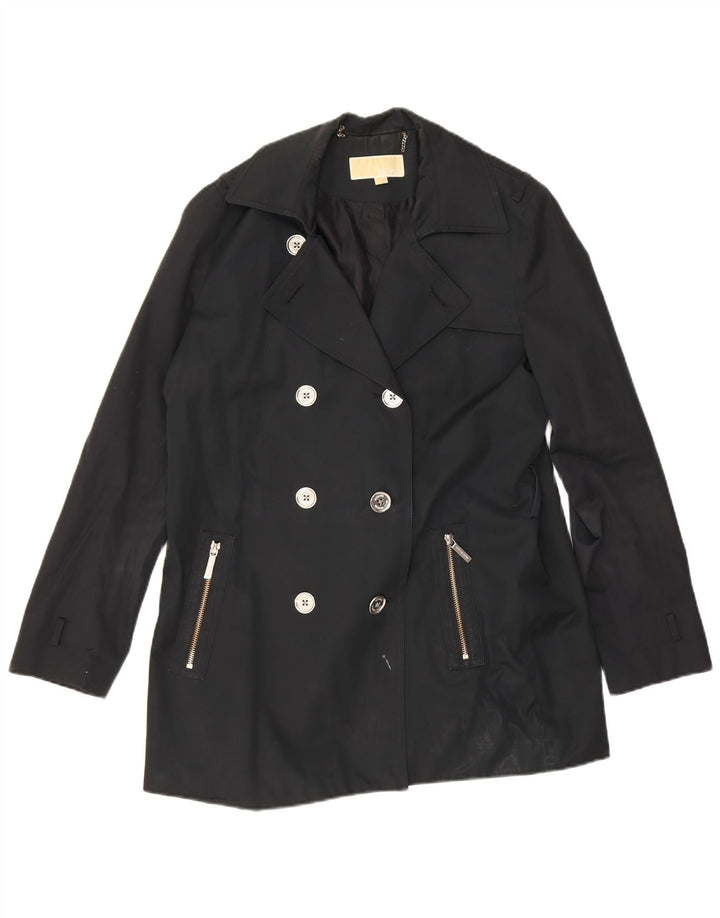 Michael Kors Dame Kort Dobbeltradet Trench Coat UK 16 Large Black