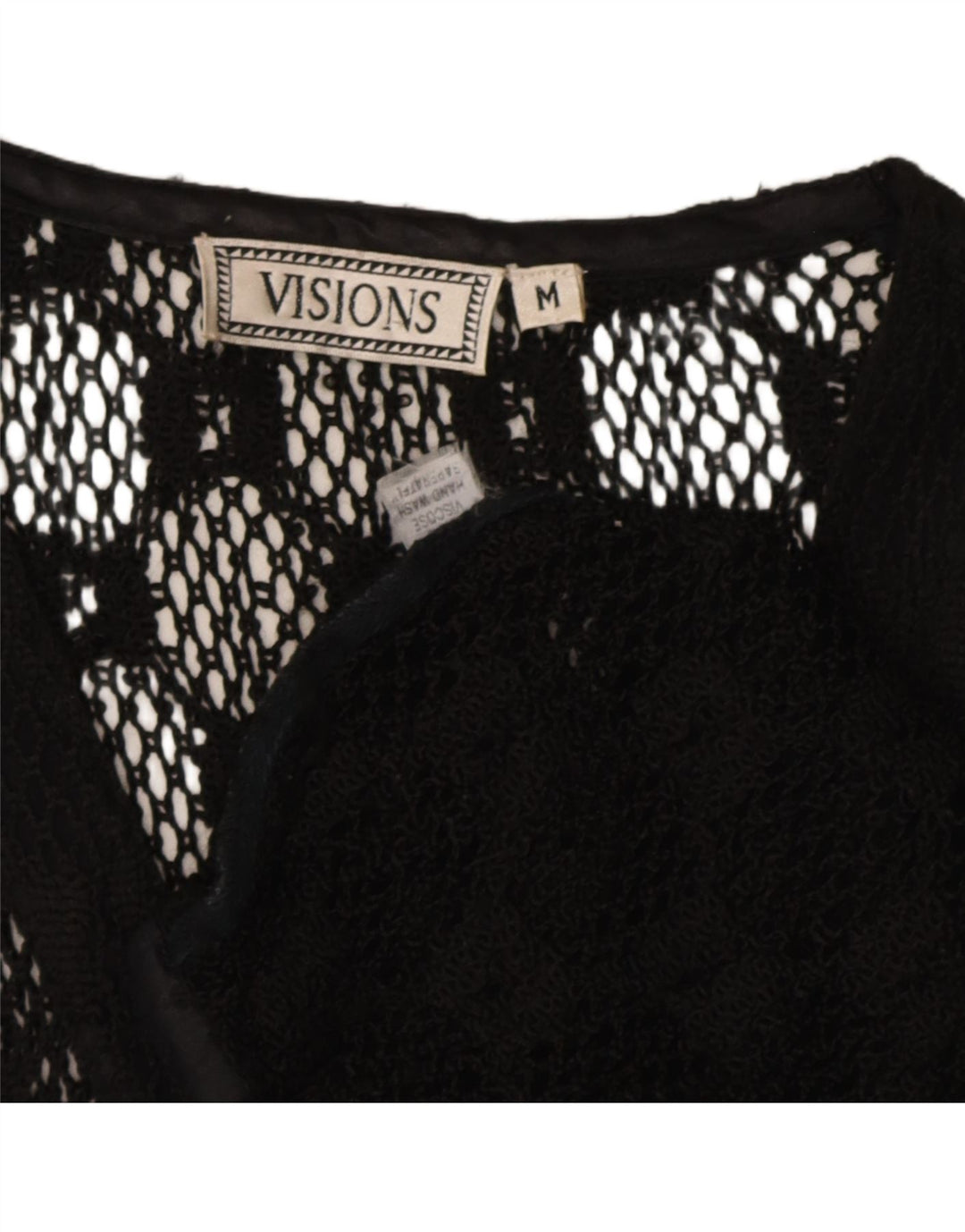 Vintage Dame Ærmeløs Se Through Cardigan Top UK 12 Medium Black