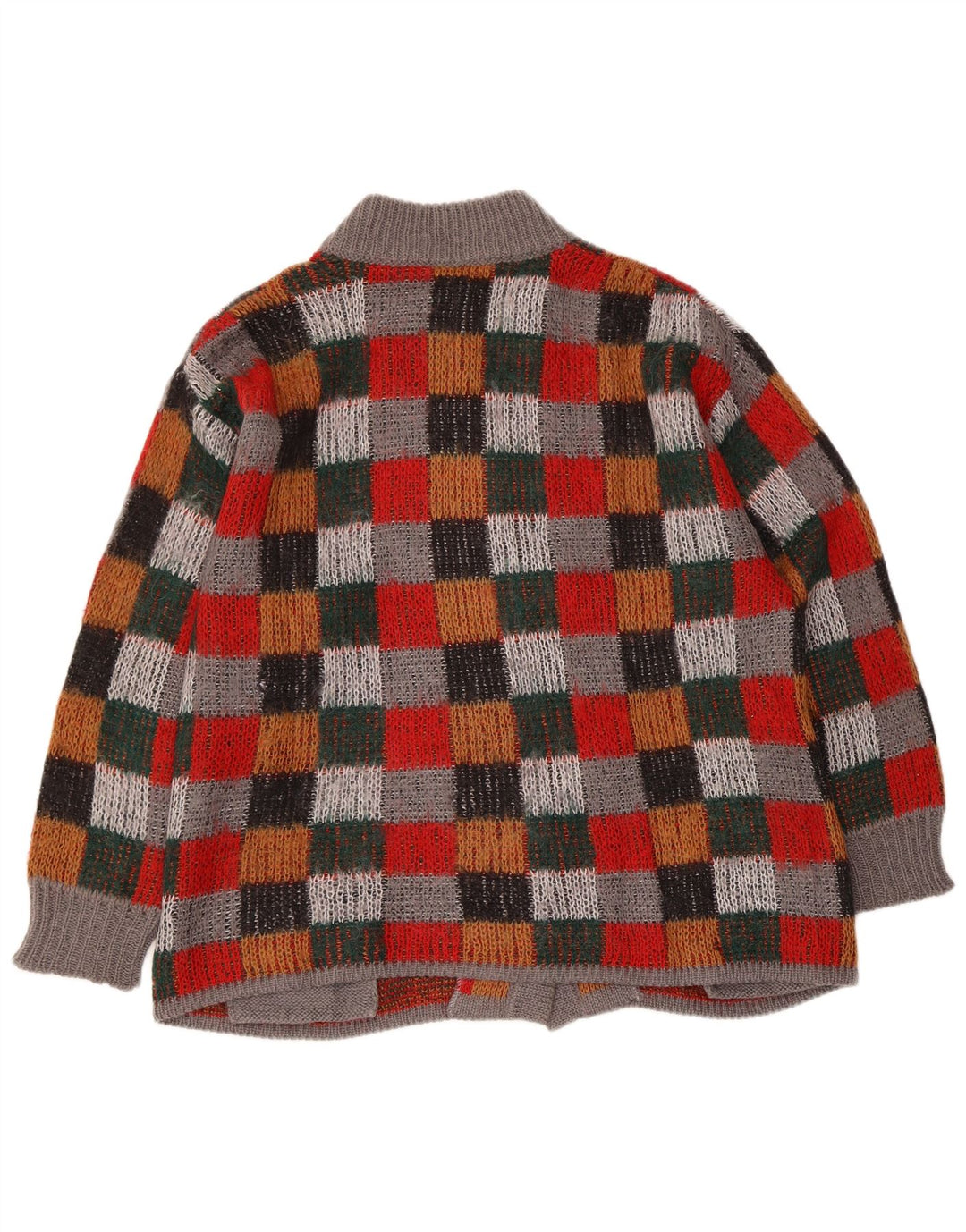 Vintage Kvinders Oversized Cardigan Sweater UK 16 Stor Flerfarvet Ternet