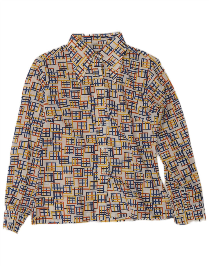 Vintage dameskjorte bluse EU 40 Medium flerfarvet geometrisk polyester