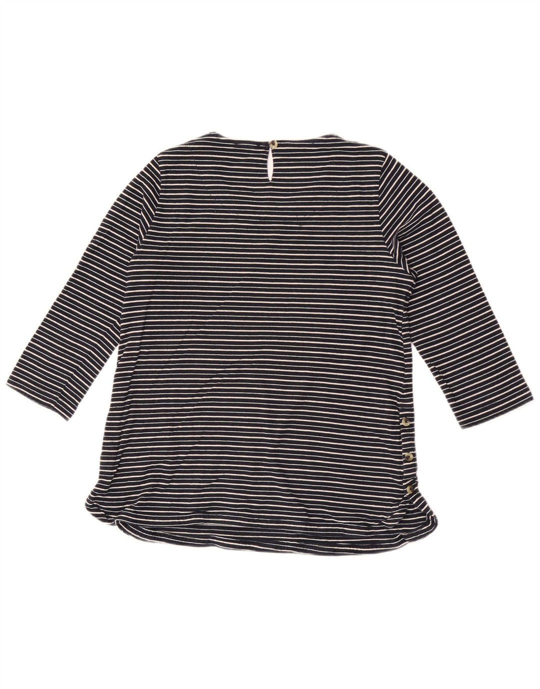 Fat Face Dame Top 3/4 ærme UK 10 Small Navy Blue Striped