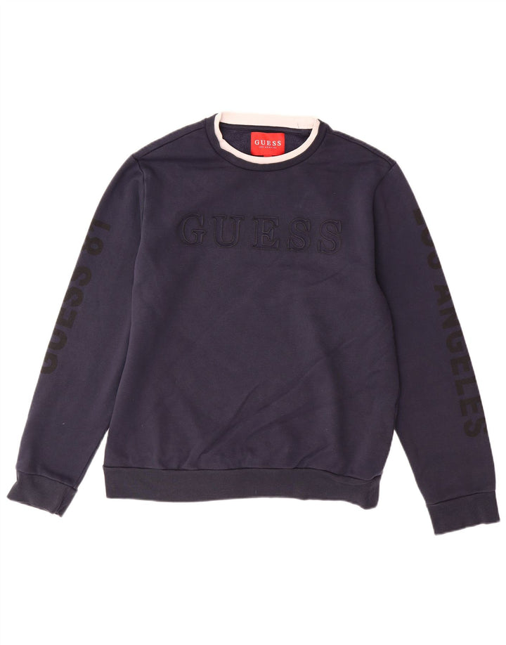 Guess Herre grafisk sweatshirt jumper stor marineblå bomuld