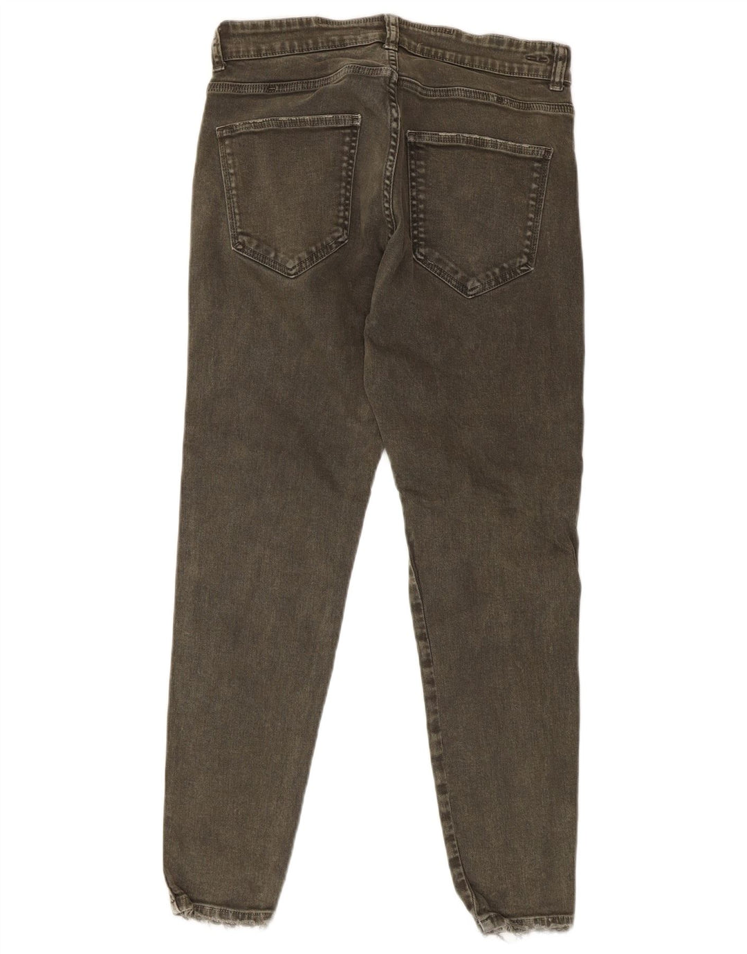 Zara Herre Distressed Slim Jeans EU 42 Medium W32 L27 Khaki Bomuld