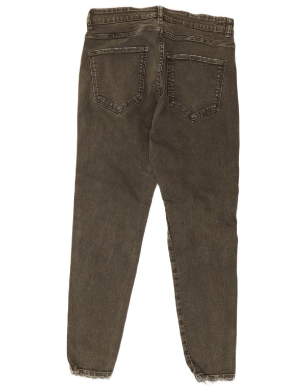 Zara Mens Distressed Slim Jeans EU 42 Medium W32 L27 Khaki Cotton
