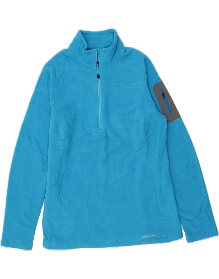 EDDIE BAUER Womens Zip Neck Fleece Jumper UK 16 Large Blue Polyester Vintage Eddie Bauer and Second-Hand Eddie Bauer from Messina Hembry 