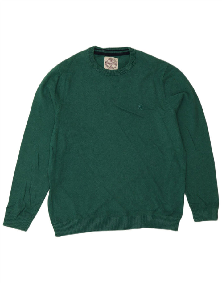 Fedt ansigt til mænd med rund hals sweater mellemgrøn bomuld
