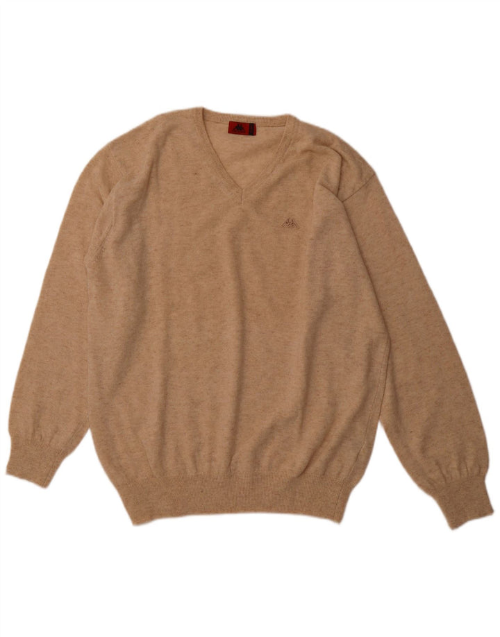 KAPPA Herre V-hals sweater XL Beige lammeuld