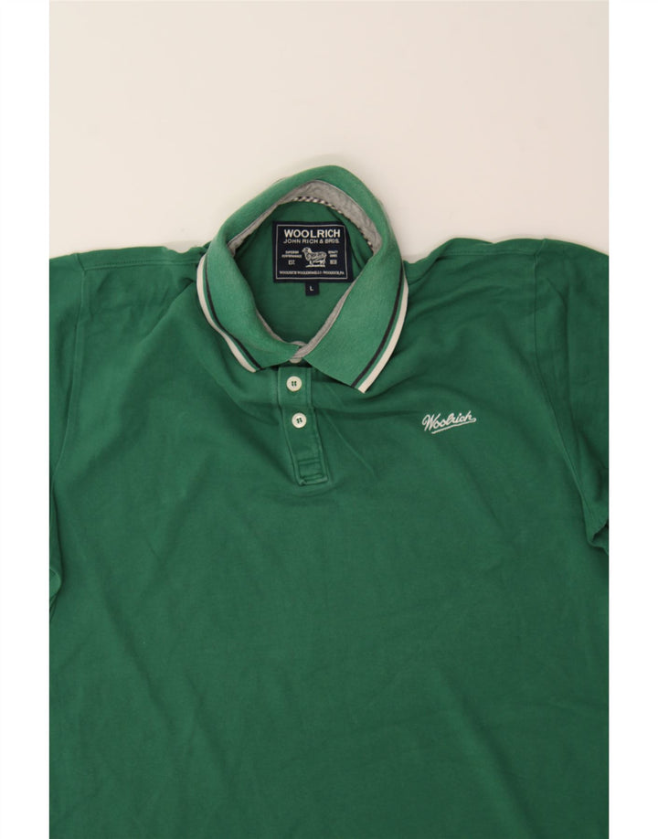 WOOLRICH Mens Polo Shirt Large Green Cotton Vintage Woolrich and Second-Hand Woolrich from Messina Hembry 