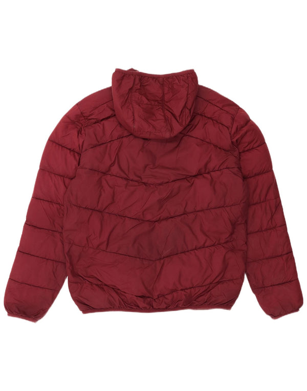 JACK & JONES Herre hættepolstret jakke UK 40 Large Burgundy Polyester