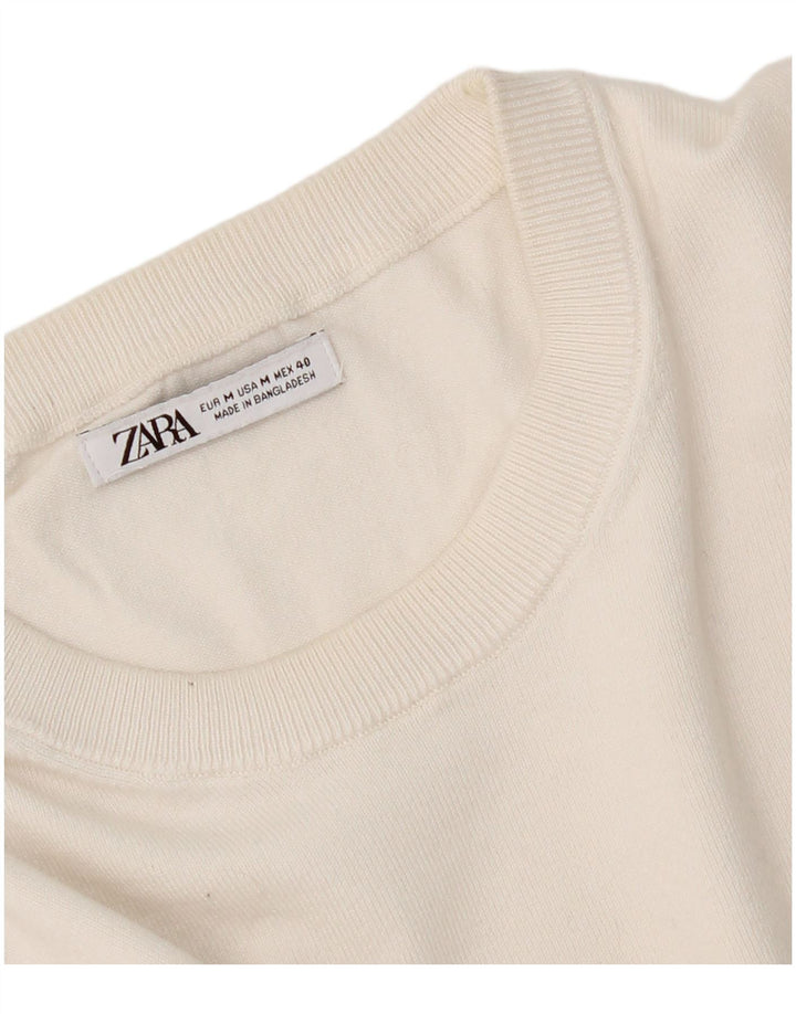 Zara Herre T-Shirt Top Medium Hvid