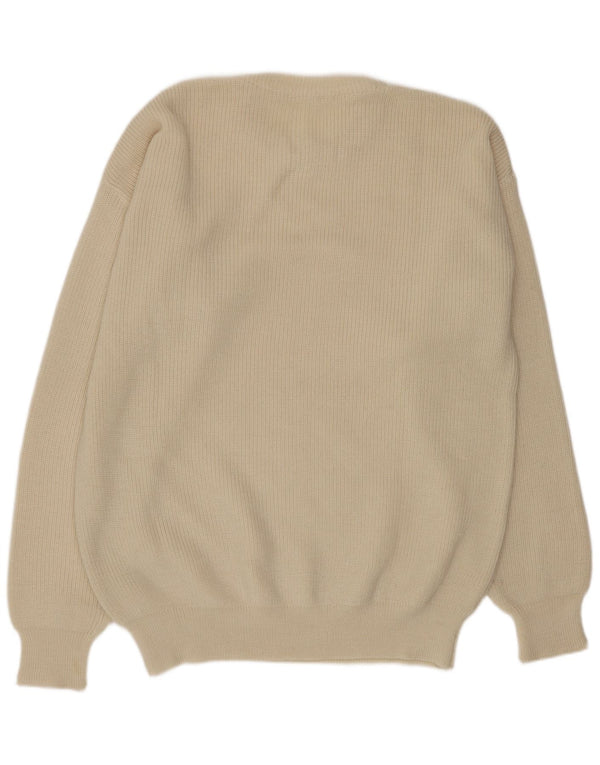 Vintage herre rund hals sweater XL Off White akryl
