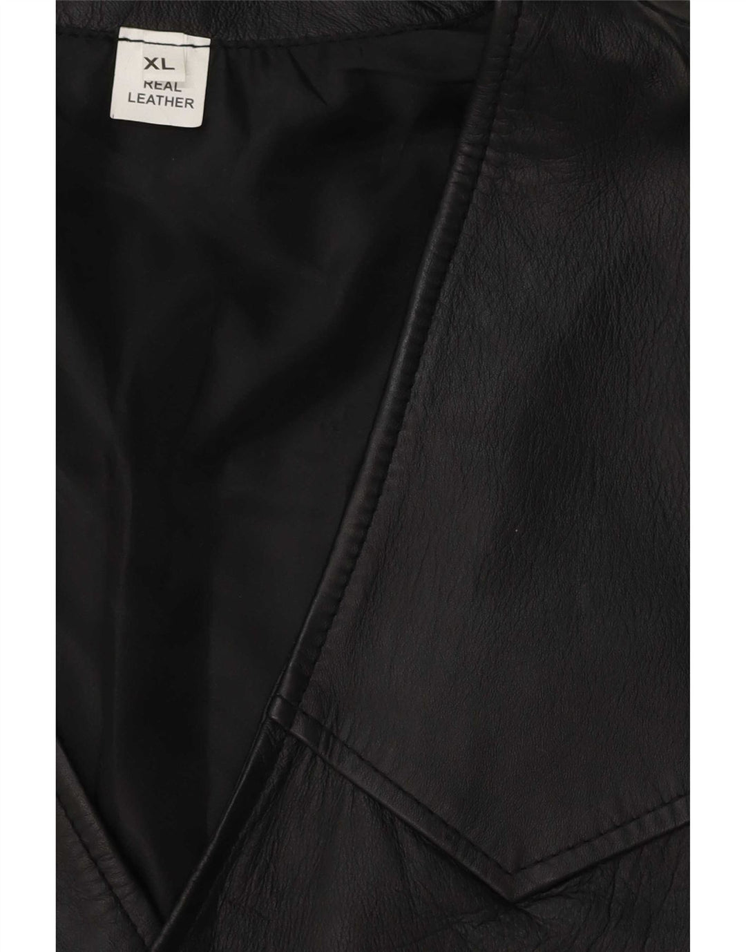 Vintage Herre Læder Gilet UK 42 XL Sort Læder