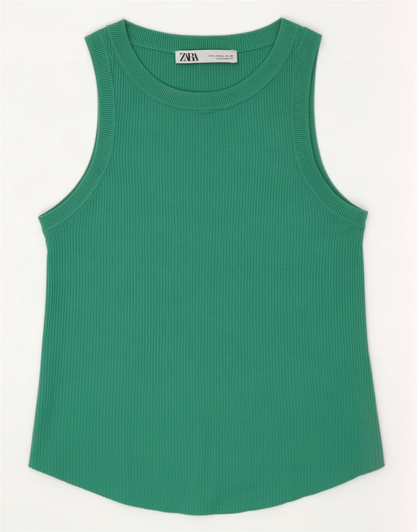 Zara Damevest Top UK 14 Large Green Viscose
