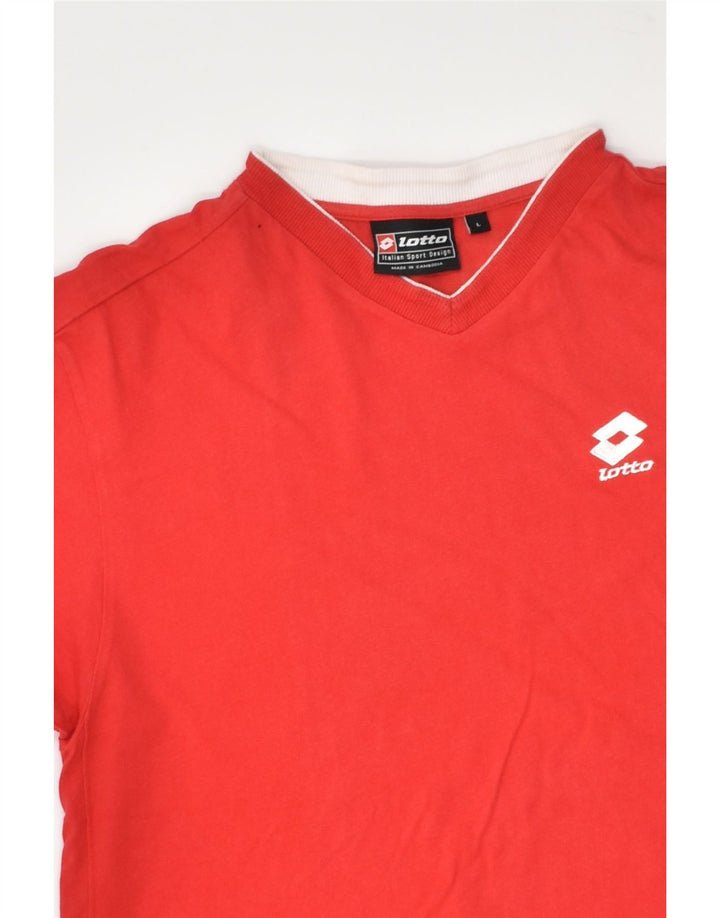 LOTTO Mens T-Shirt Top Large Red Cotton | Vintage Lotto | Thrift | Second-Hand Lotto | Used Clothing | Messina Hembry 